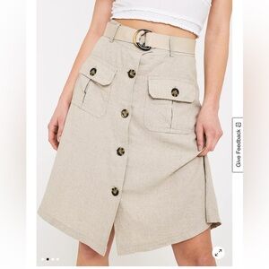 Urban Outfitters Shree Utility Button-Through Midi Skirt